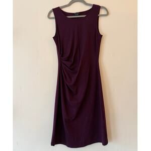 Theory Meily K Victorious Shift Dress, plum wool ruched mini dress size 2